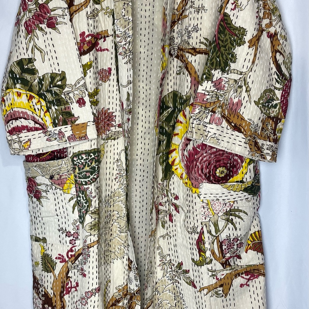 Kantha Robe Jacket Floral Kantha Robe Exotic Lover Warm Gift - Picture 7 of 10